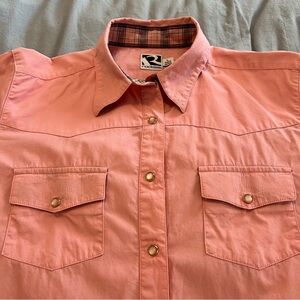 Rockies Pink‎ Button-Up Western-style Shirt Pink Mother of Pearl-look snaps. L